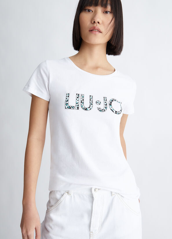 White Liu Jo With Logo Women's Tops | UIM-085639