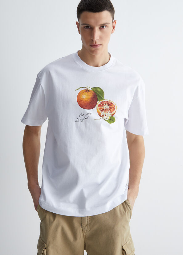 White Liu Jo With Orange Men's T Shirts | GFS-489302