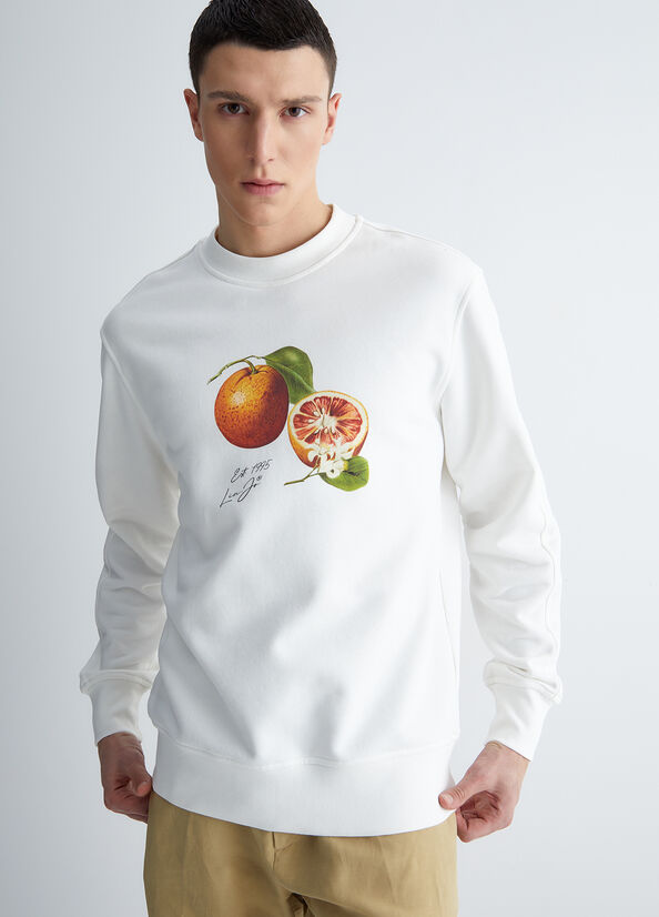 White Liu Jo With Orange Print Men's Sweaters | DQX-870256