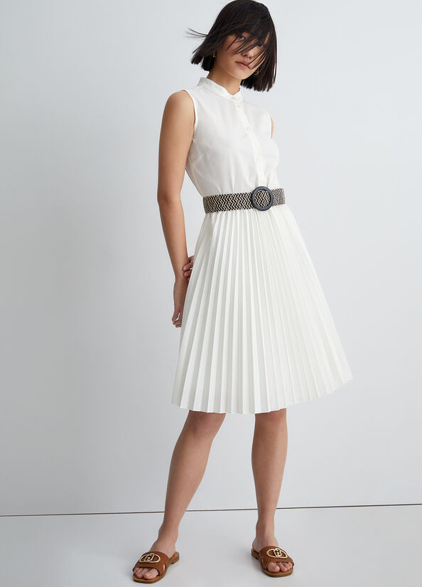 White Liu Jo With Plissé Women's Dress | MJN-265401