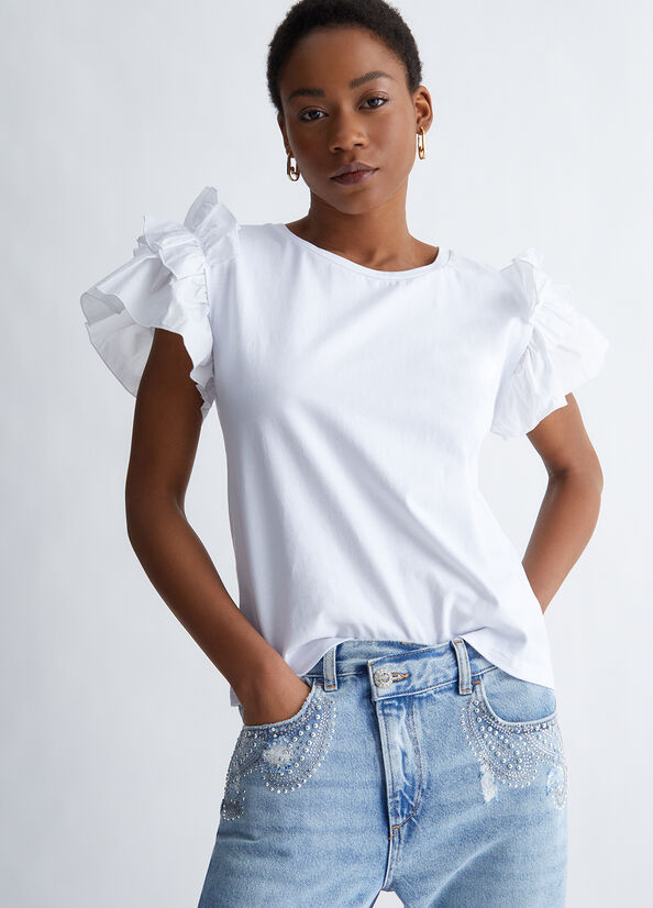 White Liu Jo With Ruching Women's Tops | FMP-301259