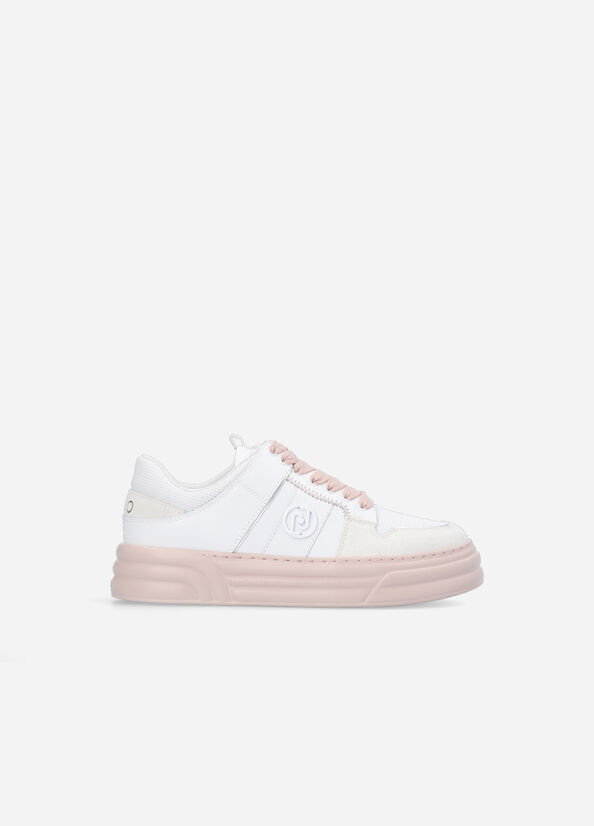 White / Pink Liu Jo Platform With Two-Tone Sole Women's Sneakers | IJT-602314