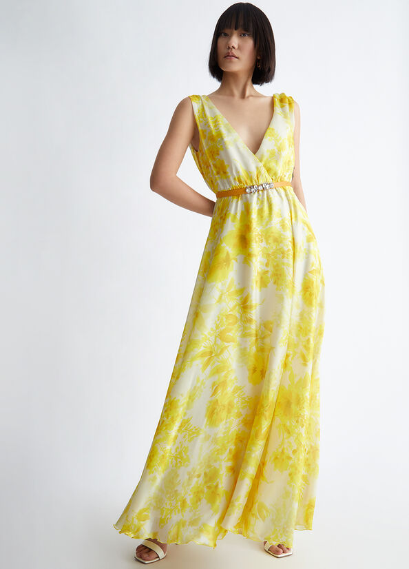 Yellow Liu Jo Floral Formal Women's Dress | DOX-942013