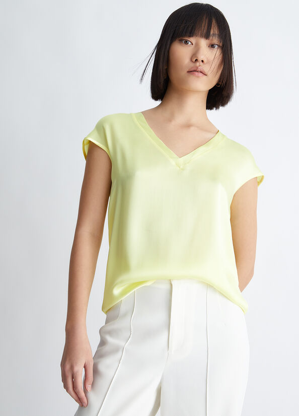 Yellow Liu Jo Silk Blend Blouse Women's Shirts | WNC-289635